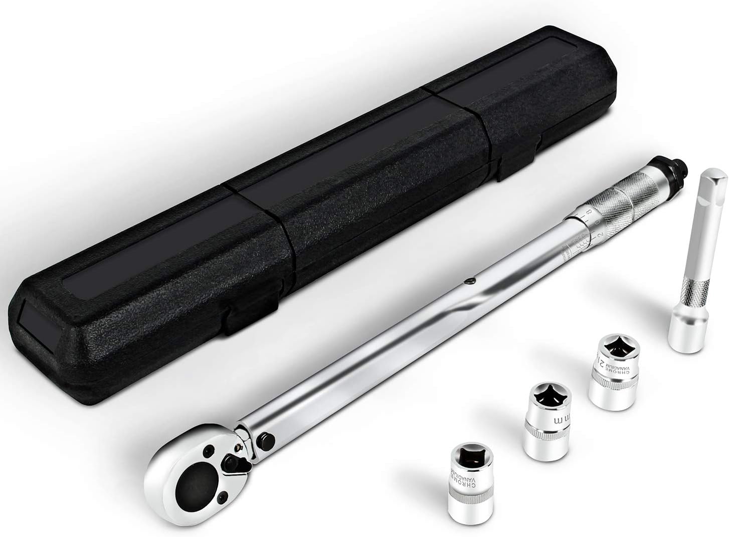 Todeco 1/2inch Drive Click Torque Wrench Set, 28218 Nm with Sockets
