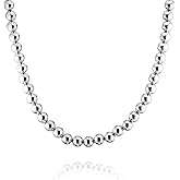 Savlano 925 Sterling Silver 7MM Handmade Bead Ball Strand Chain Necklace For Women - Made in Italy Comes With a Gift Box
