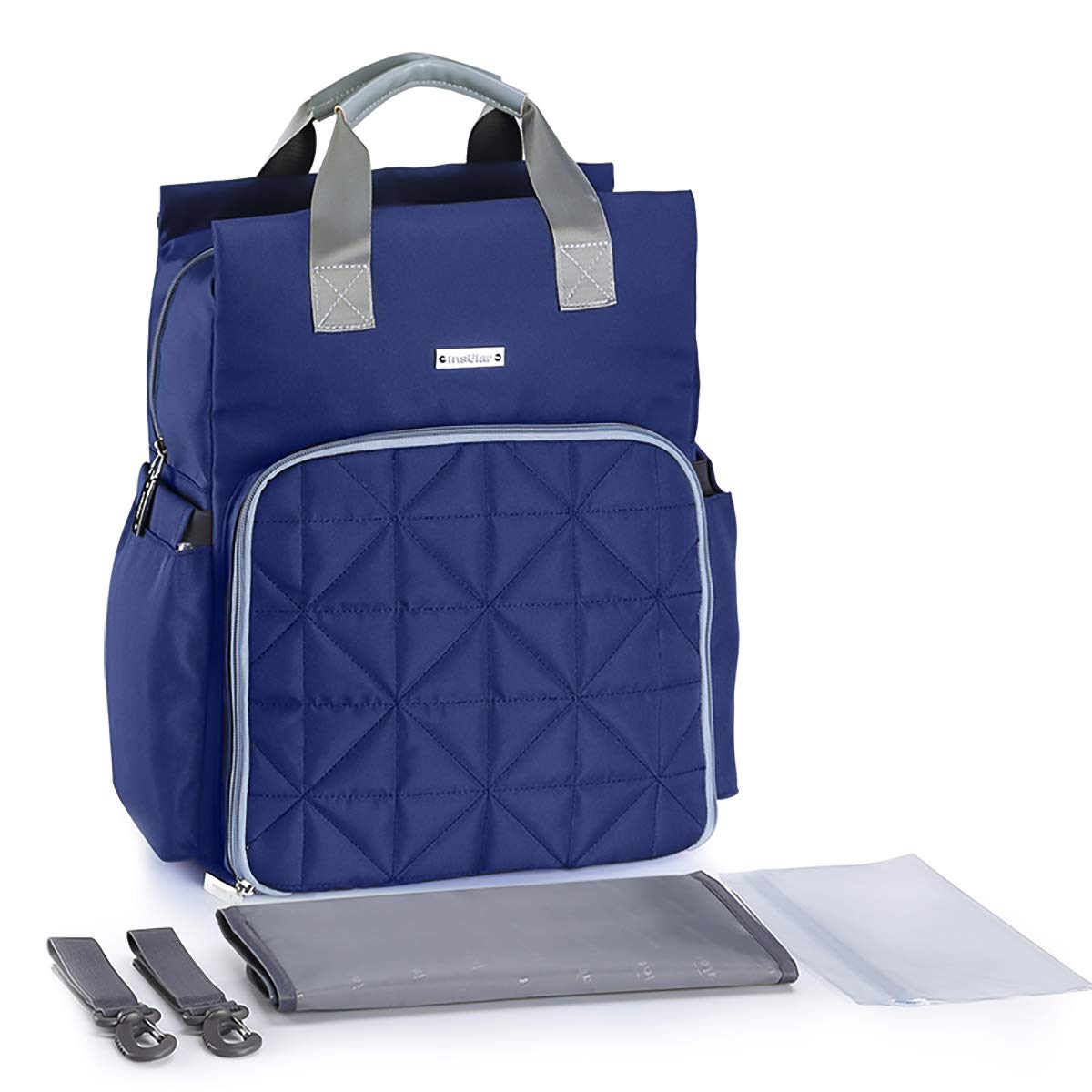 SONARIN Waterproof Multifunction Baby Nappy Changing Backpack with Changing Mat,Stroller Strap,Laptop Shockproof Bag,Diaper Bag with Bottle Insulated Bags,Large Capacity,Machine Washable(Dark Blue)