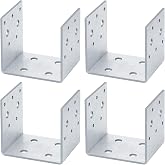 eoere 4 PCS 4x4 Post Bracket, Half Post Base for Deck, 11 Gauge | hot dip Al-Zn