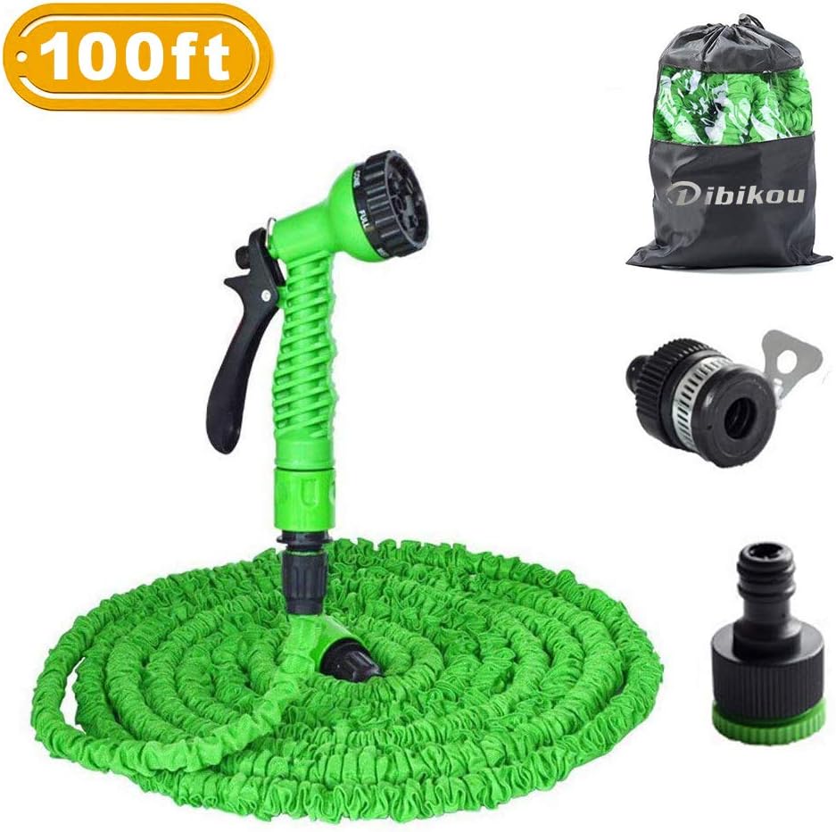 dibikou Garden Hose 100ft Expandable Garden Hose Pipe Flexible Expanding Magic Hose & Strongest Double Latex Inner Tube Prevent Leaking for All Watering Needs