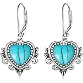 925 Sterling Silver Real Turquoise Earrings for Women – Western Jewelry with Genuine Turquoise Stone – Silver Dangle Style