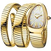 DAXIAOYU Fashion Women's Quartz Watch Serpentine Inlaid Diamond Golden Ladies Watches Light Luxury Bracelet Clock