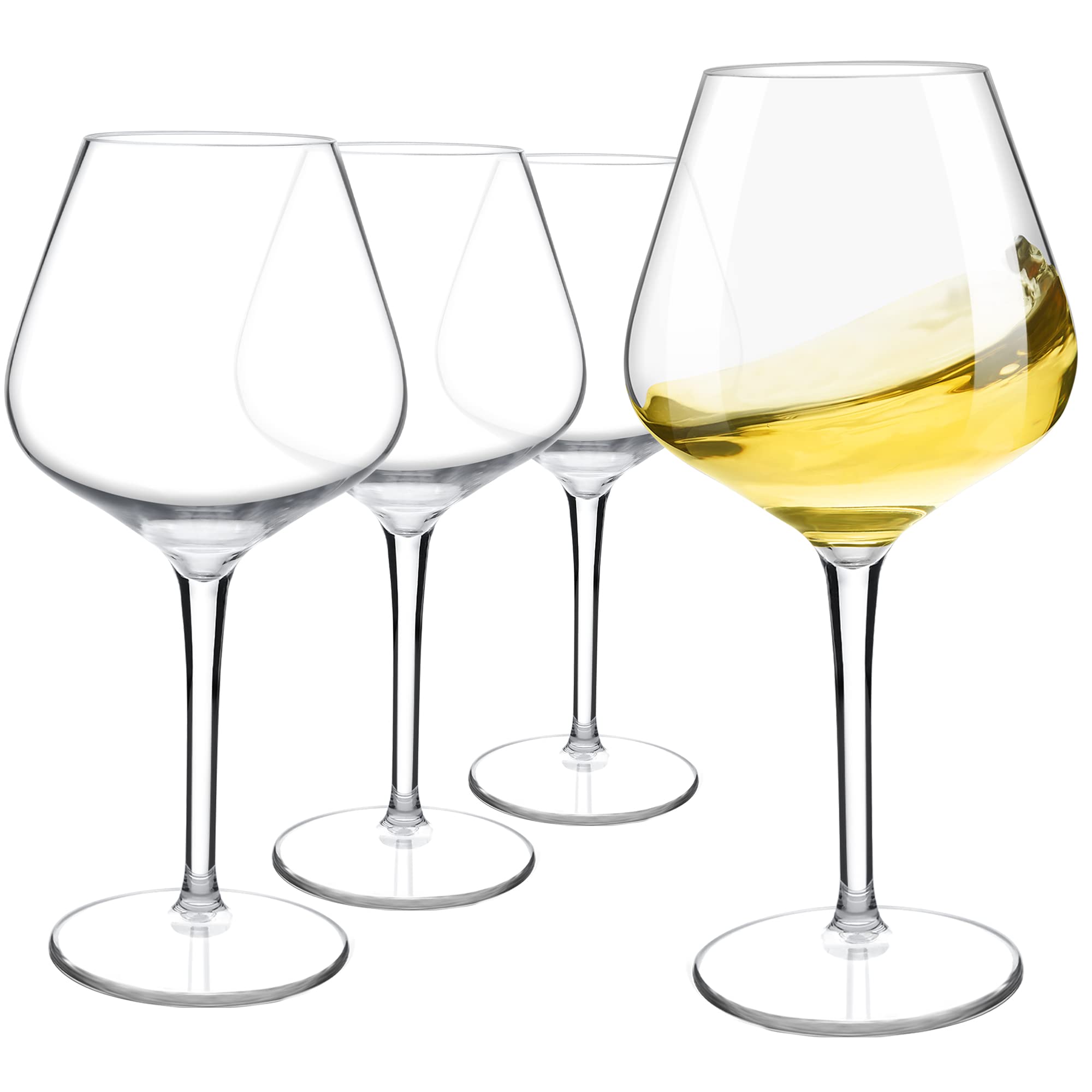 COOKY.D Unbreakable Long Stem Red White Wine Glasses Tritan-Plastic Drinkware Sets Gift Bpa Free Dishwasher Safe 530 ML/18.6 OZ, Set of 4
