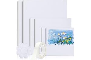 SKYOUTHS Canvases for Painting, 40x30, 30x20, 20x15, 8 Set Stretched White Canvas with Petal Paint Tray Palettes & Tape, Artist Canvases Frame Board Panels, Cotton Canvas for Oil, Acrylic,Watercolor