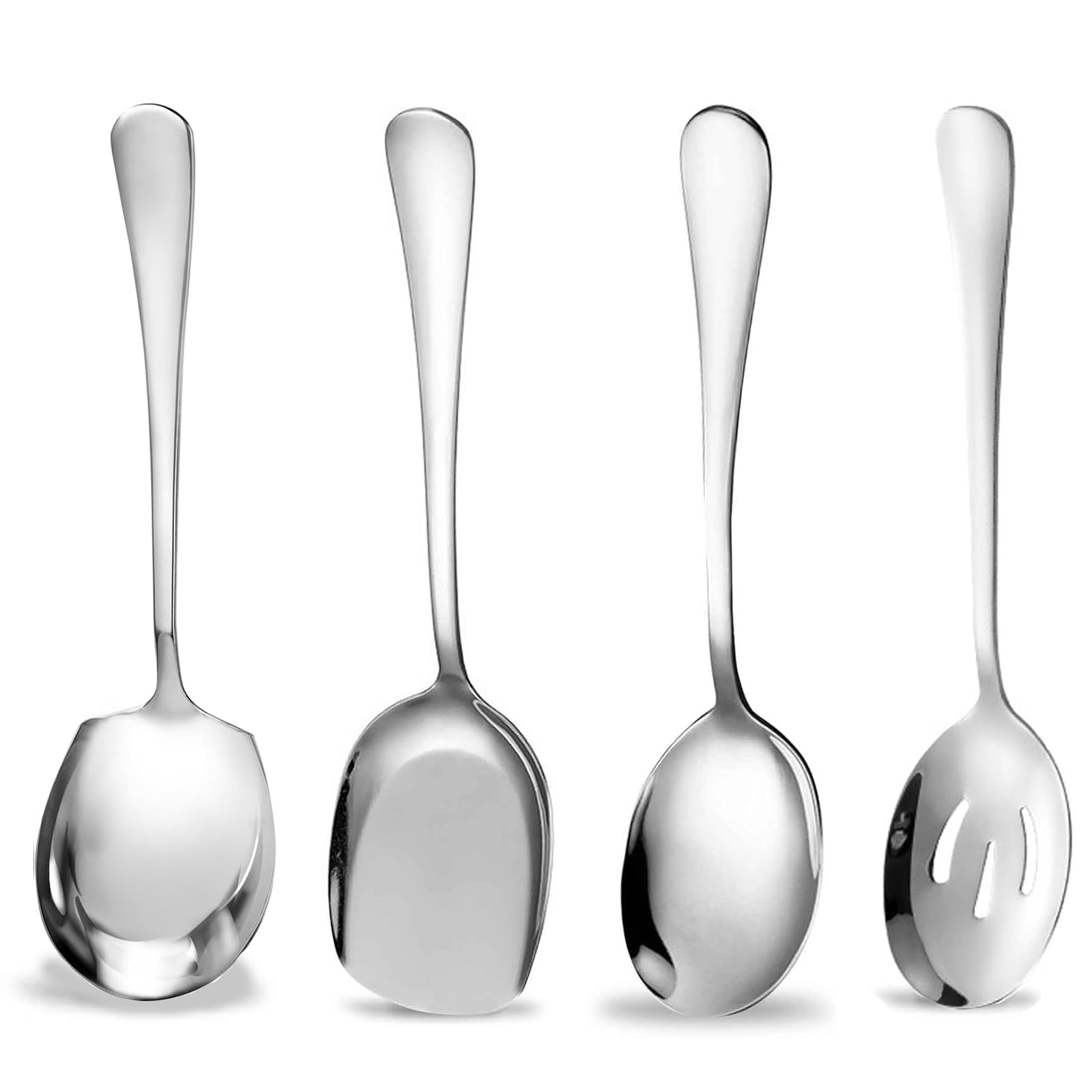 Serving Spoons Large, 4 Pcs Stainless Steel Buffet Serving Spoon Long Handle Soup Spoons Cooking Spoon Kitchen Tool, Serving Spoon, Communal Spoonutility, Serving Spoons, for Home, Parties Restaurant