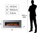 Adam Sureflame WM-9505 Grey 42 Inch Electric Wall Fire Remote Timer Thermostat view 6