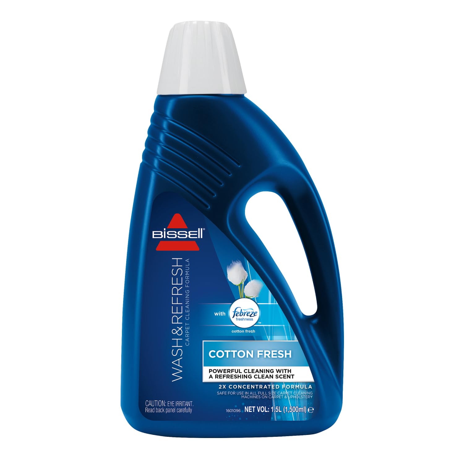 BISSELL Wash & Refresh Febreze Cotton Fresh Carpet Cleaner Solution, Upholstery Shampoo for Use with All Leading Upright Carpet Cleaners, 1.5 L, 1079E