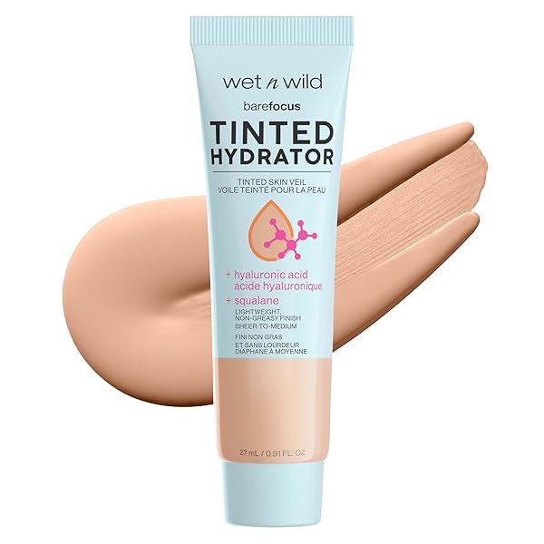 WET N WILD BARE FOCUS TINTED HYDRATOR TINTED SKIN VEIL, LIGHTWEIGHT BUILDABLE COVERAGE WITH HYALURONIC ACID & VEGAN SQUALANE, SEMI-MATTE FINISH, CRUELTY-FREE – LIGHT