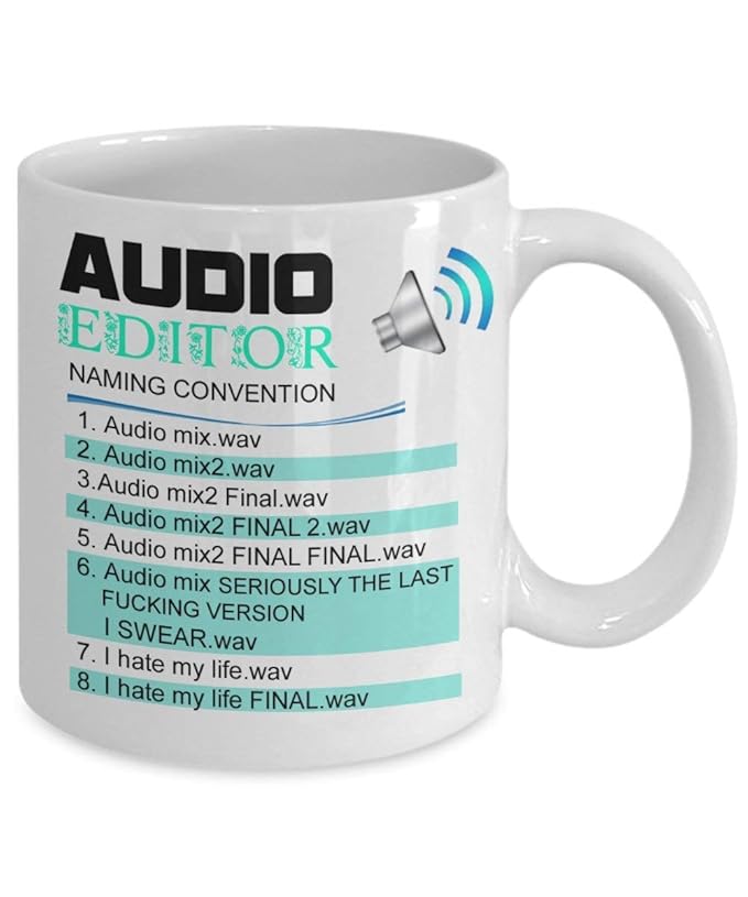 Amazon.com: Editor de audio – Taza con texto en inglés ...