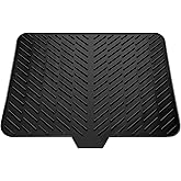 LKYLIVE Silicone Drying Mat, 23"X17" With Built-in Drain Lip,Heat-Resistant,Eco-friendly,Hygienic Drying Pad,Leak-Proof and Non-Slip,Silicone Dish Drying Mat for Kitchen Counter or Sink(Black 23X17)
