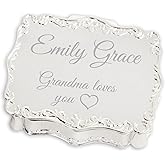 Cherished Moments Personalized Small Rectangle-Shaped Jewelry Keepsake Box with a Custom Engraved Message for Friend, Sister, Mom, or Co-worker, Silver Toned