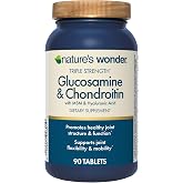 Nature's Wonder Triple Strength Glucosamine Chondroitin MSM, 90 Tablets | With Hyaluronic Acid &amp; Boswellia, Supports Joint Health, Flexibility &amp; Mobility for Active Men &amp; Women, Gluten-Free, 45 Days