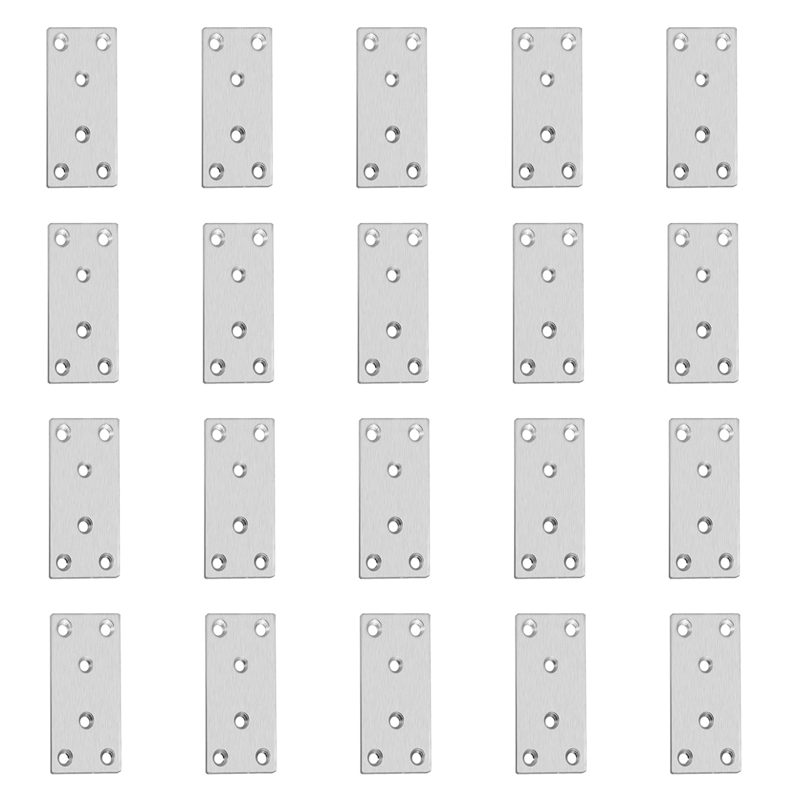 20PCS Metal Sleeper Brackets for Wood, 80x40mm Flat Jointing Plates, Heavy Duty Brackets for Repairing and Fixing Furniture, Durable Flat Plate Connectors for Wood Support, Silver Metal Brackets