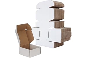 RLAVBL 4x4x2 Shipping Boxes Set of 100, White Small Corrugated Cardboard Box, Mailer Box
