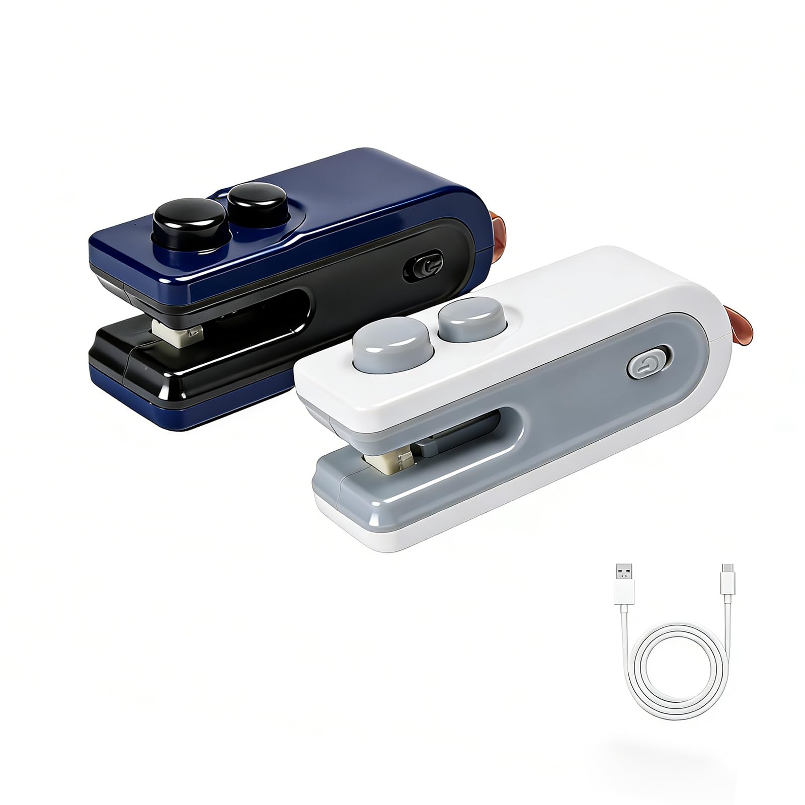 Photo 1 of 2-Pack Mini Bag Sealer, Upgraded 2 in 1 Heat Sealer&Cutter, Rechargeable USB C Bag Sealer Heat Seal Machine with Magnet, Portable Resealer Machine Sealer for Plastic Bags (White + Blue)