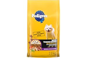 PEDIGREE with Tender Bites Small Dog Adult Dry Dog Food Chicken & Steak Flavour - With Whole Grains and Vegetables - Omega-6 