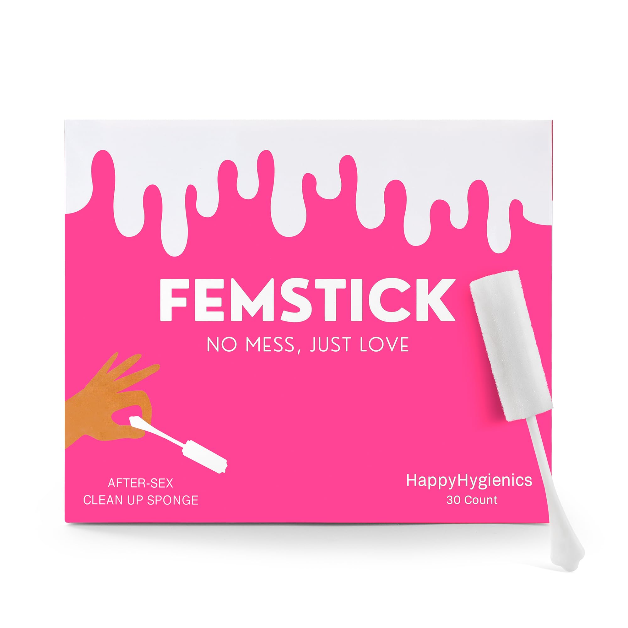 Photo 1 of [30 Pack] Happy Hygienics Post-Coital Sponges for Women - Femstick Ultra Absorbent After-Sex Clean-Up for Feminine Hygiene - Individually Wrapped Vaginal Sponge Offers Comfort & Ease of Use