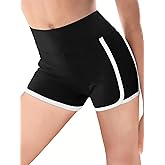 Haloumoning Girls Athletic Shorts Kids Workout High Waisted Contrast Trim Biker Volleyball Dance Spandex Shorts 5-14 Years