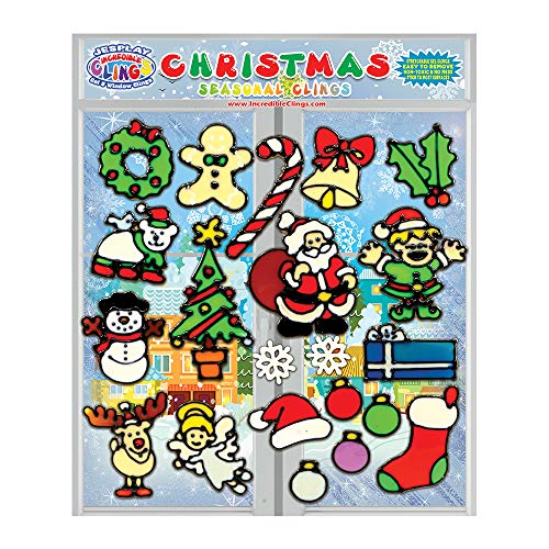 Jesplay Christmas Holiday Flexible Gel Clings Xmas Glass Window