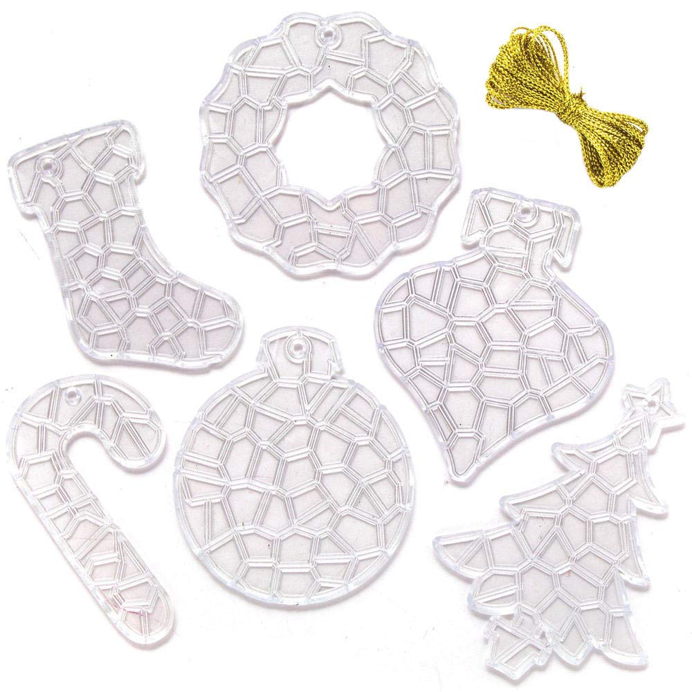 Baker Ross Christmas Crystal Mosaic Suncatcher Decoration, Pack of 10, Kids Paint Your Own Christmas Decoration - Image 3