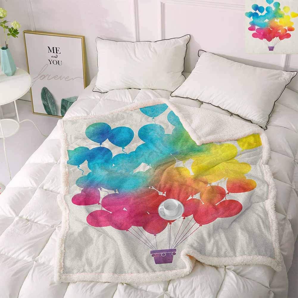 Zara Henry Watercolor Fluffy Blanket, Hand Drawn Style Blue Butterfly Nature Inspired Art Brush Strokes in Soft Colors Fluffy Blanket Blue White