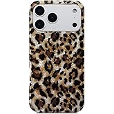 UniPinklee Case Compatible with iPhone 17 Pro Max, Sparkle Translucent Clear Leopard Clear Leopard Hard PC Back Cover with Soft Bumper Shockproof Protective Phone Case, Cheetah