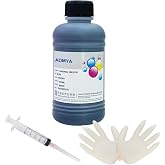 Universal Ink Refill Kit Black 250ML for HP Canon All Refillable Cartridges | Dye Refill Ink for Canon HP Epsn Brother Inkjet Printers Refillable Cartridge CISS CIS System (9 oz) with Syringe&amp;Glove
