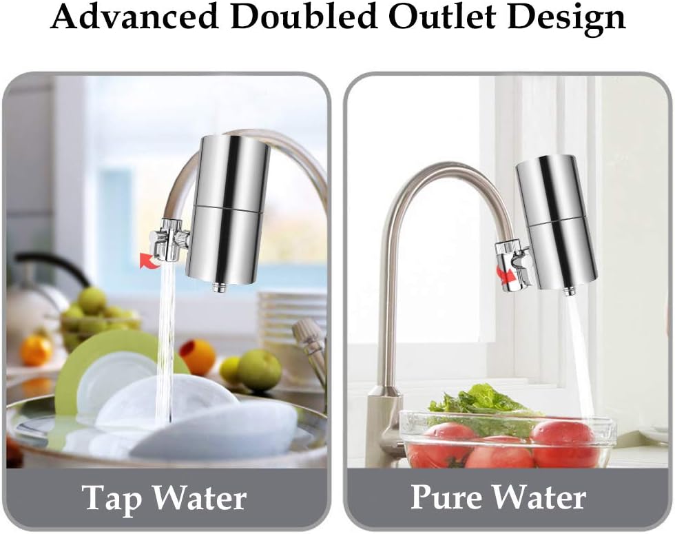 HOMY Faucet Mount Water Filter, SUS304 Stainless Steel Housing & Multiple High Precision Filtration System Reduce Chlorine, Fluoride, BPA Free, Fits Standard Faucets,Home Healthy Drinking Water Filter: Home & Kitchen