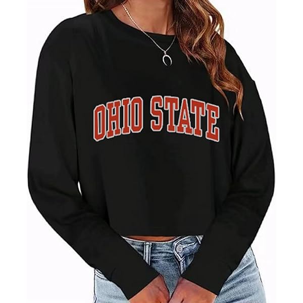 SweatyRocks Women's Casual Long Sleeve Crew Neck Letter Print Crop