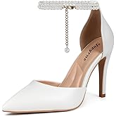 Dipyrne Women's High Heels Closed Pointed Toe Sexy Lace Up Wedding Evening Dress Pumps Shoes