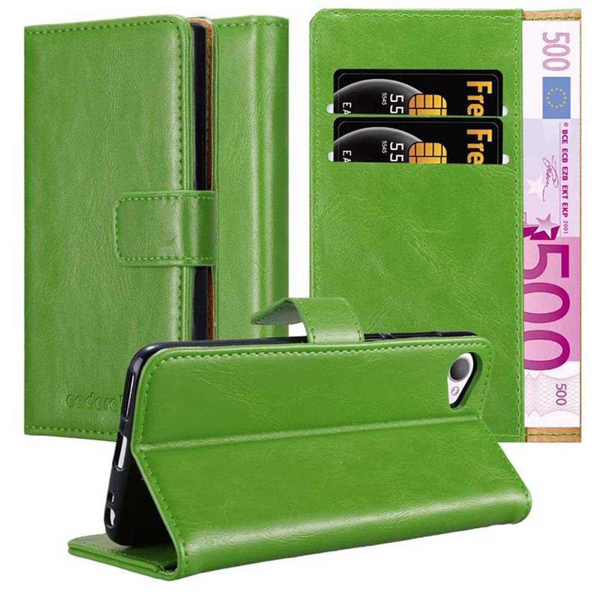 cadorabo Book Case works with HTC Desire 12 in GRASS GREEN - with Magnetic Closure, Stand Function and Card Slot - Wallet Etui Cover Pouch PU Leather Flip