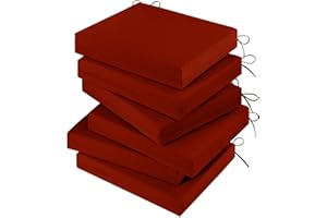 LOVTEX Outdoor Chair Cushions Set of 6, Outdoor Patio Chair Cushions with Ties,Waterproof Chair Cushions for Outdoor Furniture, 18.5 x 16 x 3 inch, Brick Red