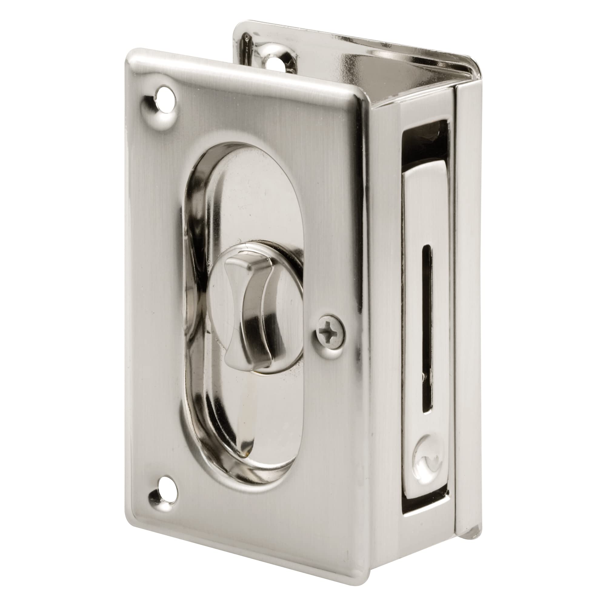 Prime-Line N 7367 Privacy Pull-Replace Old or Damaged Pocket Door Locks Quickly and Easily, 3-3/4 in, Satin Nickel — image 1