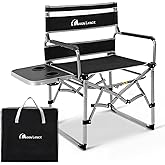 MOON LENCE Directors Camping Chair, Heavy Duty,Oversized Portable Folding Chair with Side Table for Beach, Fishing,Picnic,Law