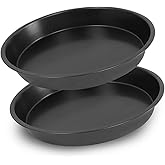 Kslong 2pcs Metal Pizza Plate For Oven Round Bake model Pizza Shop Diy Baking Tools Non-stick Cake Chassis Bakeware Pans(8inch)