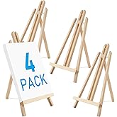 Falling in Art 16 Inch Wood Easel Stand, Tabletop Display Stand A-Frame Artist Easel for Painting Canvas, Portable Photo, Picture and Sign Holder (4 Pack)