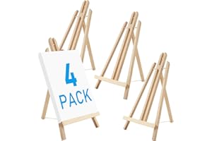Falling in Art 16 Inch Wood Easel Stand, Tabletop Display Stand A-Frame Artist Easel for Painting Canvas, Portable Photo, Picture and Sign Holder (4 Pack)