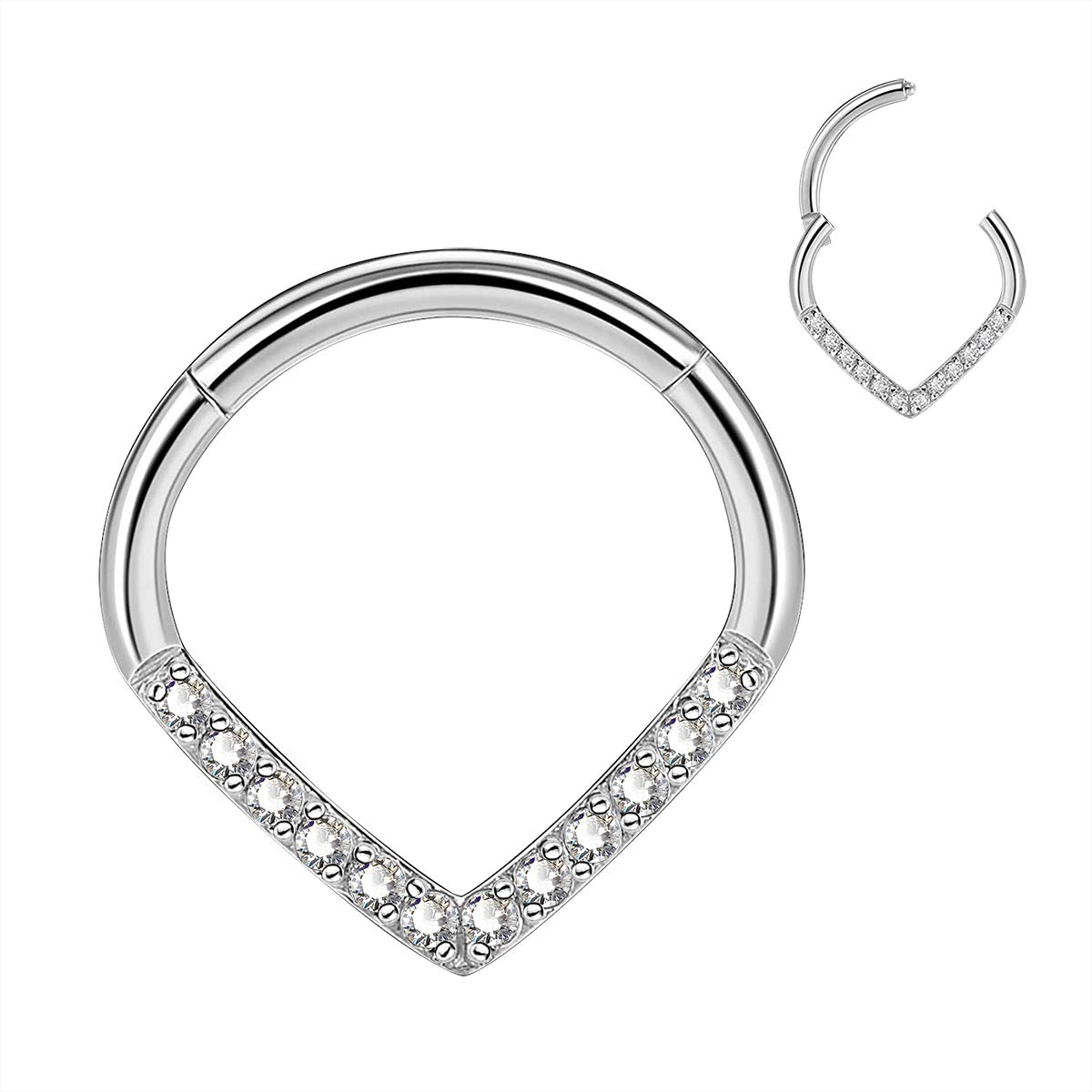 CM Crareesi Mania Teardrop Daith Earrings Hoop Hinged Clicker Rings 16G Helix Cartilage Earrings Hoop 316L Stainless Steel CZ Helix Tragus Daith Septum Clicker Jewellery