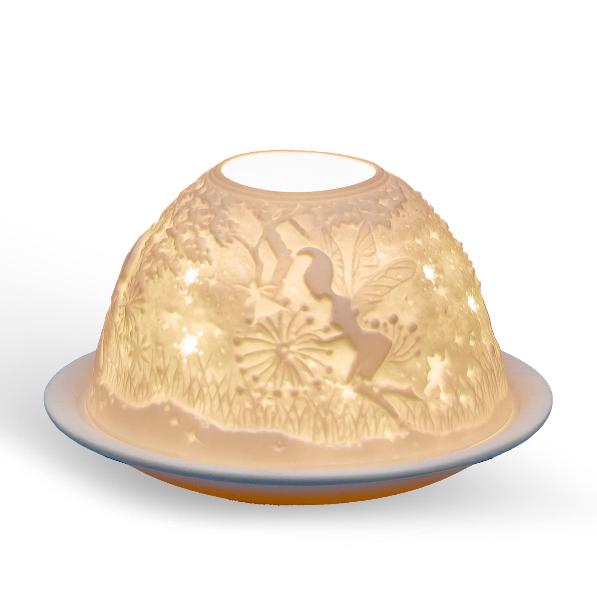 Light-Glow Tealight Candle Holder - Night Fairies LD90044, White, Approx. H8 x Ø12cm or H3.2" x Ø4.7"