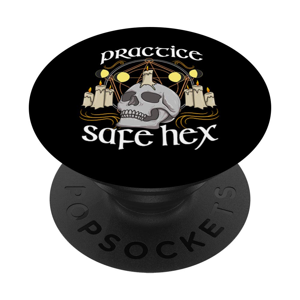 Witch Practice Safe Hex - Funny Witchcraft Pun Halloween PopSockets Grip and Stand for Phones and Tablets
