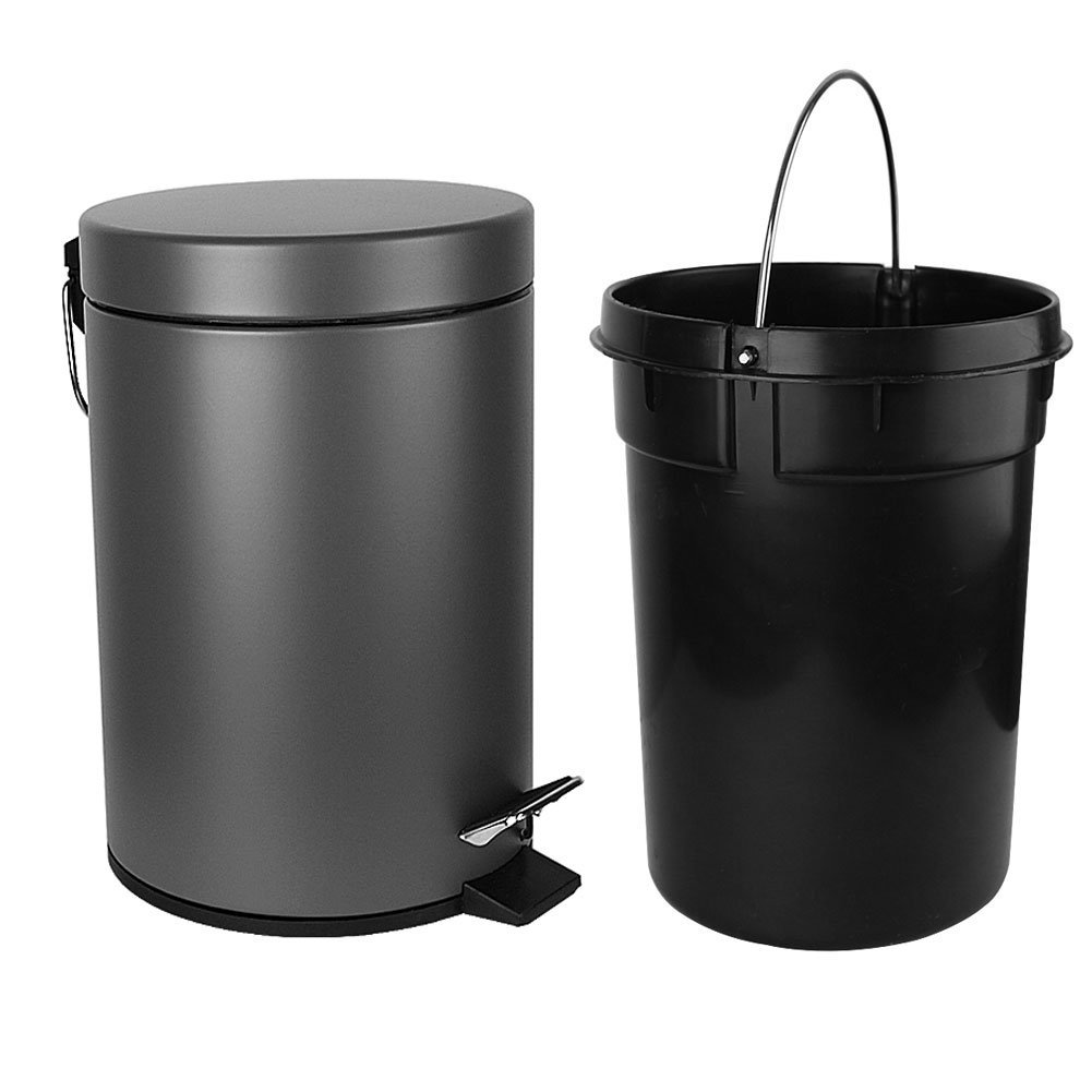 Fortune Candy Small Round Carbon Steel Step Trash Can with Lid Soft