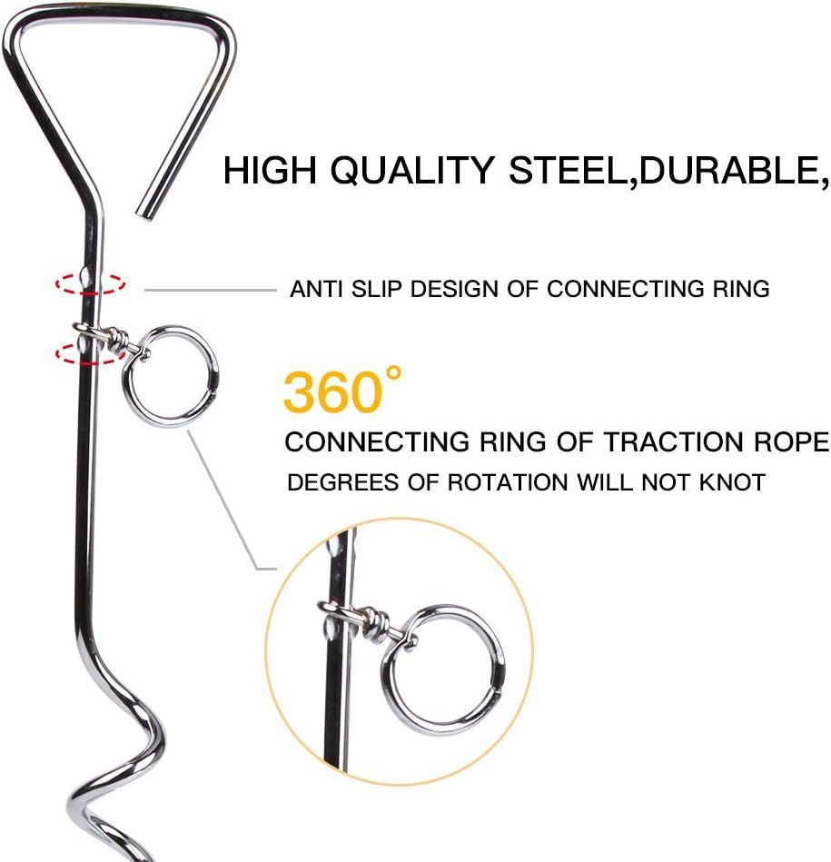 16ft(5M) Dog Tie Out Cable with 18" Spiral Ground Stake Spike, Out for Outdoor Yard and Camping - Image 3