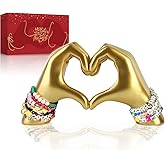 FUWA9PAN Gold Decor for Living Room Bedroom Bookshelf, Heart Hands Sculpture Decoration, Personalized from Daughter Son Wife (No Bracelets)