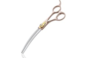 JASON Professional Curved Thinning Shears - 7 Inch Dog Grooming Scissors Japanese 440C Stainless Steel Diamond Screw with 50 Teeth Dog Blender Scissors