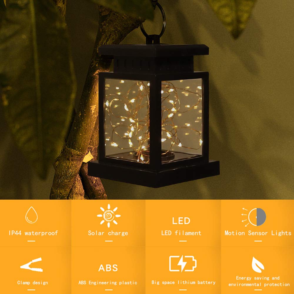 Tinpa Solar Lantern Lights Outdoor Fairy String Lights,Hanging lamp Copper Wire for Front Door, Yard, Garage, Deck, Porch, Shed, Walkway