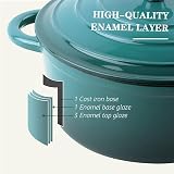 Overmont 26cm Enamelled Cast Iron Round Casserole Pot with Lid Green 5.5QT view 6