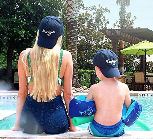 Captain Hat & First Mate | Matching Skipper Boating Baseball Caps & Beer Holders