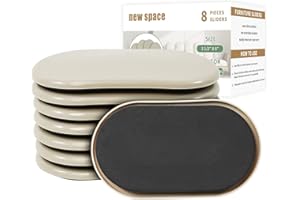 new space Oval Furniture Sliders, 8pcs 3 1/2" x 6" - Reusable Sliders for Carpet, Heavy-Duty Movers - Easily Move & Protect Furniture & Carpet