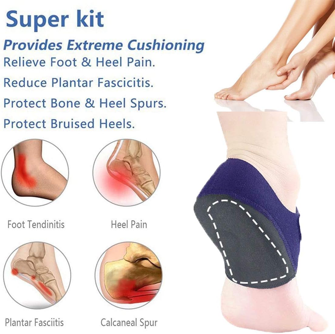 ORANDESIGNED 2 Pairs Heel Cups Heel Cushions Heel Protectors Plantar Fasciitis Inserts Pads for Heel Pain, Heal Dry Cracked Heels, Achilles Tendinitis: Health & Personal Care